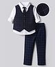 Child World Textile Woven Full Sleeves 3 Pieces Checker Party Suit with Tie - Navy Blue