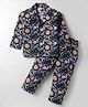 Rikidoos Full Sleeves Floral & Butterfly Printed Coordinating Night Suit Set - Black