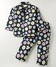 Rikidoos Full Sleeves Floral & Smileys Printed Coordinating Night Suit Set - Black