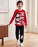 Kookie Kids Disney Single Jersey Knit Full Sleeves Night Suit with Mickey Mouse Graphics - Red