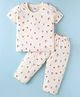 Tango Single Jersey Knit Half Sleeves Co-ords Night Suit with Alphabet Print - Cream