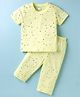 Tango Single Jersey Half Sleeves Co-ords Night Suit With Star Print - Lemon