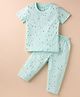 Tango Single Jersey Half Sleeves Co-ords Night Suit With Star Print - Mint