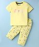 Tango Single Jersey Knit Half Sleeves Night Suit with Animal Print - Yellow