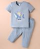 Tango Single Jersey Knit Half Sleeves Night Suit With Fish Print - Light Blue