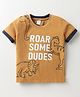 Tango Single Jersey Knit Half Sleeves T-Shirt with Roar Some Dudes Text Print - Mustard