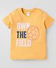 Taeko Single Jersey Knit Half Sleeves T-Shirt with Text Print - Yellow