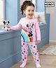 Babyhug Disney Single Jersey Knit Full Sleeves Night Suit With Minnie Mouse Graphics - Pink