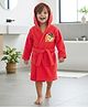 Babyhug Terry Knit Full Sleeves Hooded Animal Embroidery Patch - Red