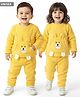 Babyhug Sherpa Fur Knit Full Sleeves Winter Wear Co-ord Set With Applique - Yellow