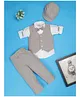 Rikidoos Full Sleeves Checked 3 Piece Party Suit Set With Bow & Cap - Beige & White