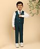P-MARK Cotton Woven Full Sleeves Solid 3 Piece Party Suit Set With Abstract Printed Tie - Firozi