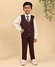 P-MARK Cotton Woven Full Sleeves Solid 3 Piece Party Suit Set With Abstract Printed Tie - Purple