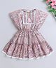 The Magic Wand Woven Sleeveless Abstract Printed & Lace Detailed Dress - Peach
