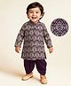 EARTHY TOUCH Single Jersey Knit Full Sleeves Dhoti Kurta Set With Floral Print - Purple