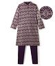 EARTHY TOUCH Single Jersey Knit Full Sleeves Kurta Pajama Set With Floral Print - Purple