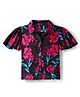 Pine Kids Woven Flutter Sleeves Shirt Style Top With Floral Print - Black