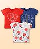 Doodle Poodle 100% Cotton Knit Half Sleeves Print T-Shirts With Hot Air Balloon Print Pack of 3 - Red White & Navy Blue