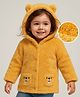 Babyhug Fur Knit Full Sleeves Hooded Winter Fur Jacket With Ear Applique - Yellow
