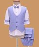 Rikidoos Full Sleeves Solid 3 Piece Party Suit Set With Bow - Light Blue