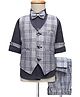Rikidoos Full Sleeves Checked 3 Piece Coordinating Party Suit Set With Bow - Blue