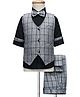 Rikidoos Full Sleeves Checked 3 Piece Coordinating Party Suit Set With Bow - Grey & Black
