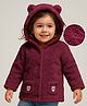 Babyhug Fur Knit Full Sleeves Hooded Winter Fur Jacket With Ear Applique - Maroon