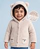 Babyhug Fur Knit Full Sleeves Hooded Winter Fur Jacket With Ear Applique - Beige