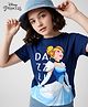 Pine Kids Disney Single Jersey Knit Half Sleeves T-Shirt with Cinderella Graphics - Blue