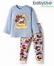 Babyoye Disney Single Jersey Kit Full Sleeves Night Suit with Mickey Mouse Graphic - Light Blue