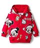 Babyhug Disney 100% Cotton Drop Shoulder Front Open Hooded Full Sleeves Sweatjacket With Mickey Mouse Print - Red