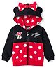 Babyhug Disney Terry Knit Full Sleeves Hooded Sweatjacket With Minnie Mouse Graphics & Bow Applique - Red & Black