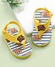 Babyoye Velcro Closure Flip Flops With Teddy Bear Print & Applique - Yellow