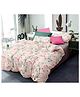 BhaiJi Bedsheets 220 TC Glace Cotton Bed Sheet XXXL King Size 10 Feet Bedsheet 107x120 Inch Without Joints With 2 Pillow covers - Orangish Floral