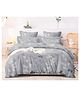 BhaiJi Bedsheets 220 TC Glace Cotton Bed Sheet XXXL King Size 10 Feet Bedsheet 107x120 Inch Without Joints With 2 Pillow covers - Grey Black Botanical
