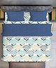 BhaiJi Bedsheets 220 TC Glace Cotton Bed Sheet XXXL King Size 10 Feet Bedsheet 107x120 Inch Without Joints With 2 Pillow covers - Blue blossom