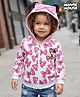 Babyhug Disney Drop Shoulder Oversized Full Sleeves Hooded Sweatjacket With Bow Applique & Minnie Mouse Print - Pink