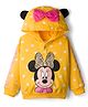 Babyhug Disney Terry Knit Full Sleeves Hooded Sweatshirt With Minnie Mouse Graphics & Bow Applique - Yellow