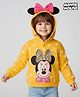 Babyhug Disney Terry Knit Full Sleeves Hooded Sweatshirt With Minnie Mouse Graphics & Bow Applique - Yellow