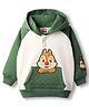 Babyhug Disney Terry Knit Full Raglan Sleeves Hooded Sweatshirt with Chip n Dale Patch Detailing & Kangaroo Pocket - Green & White