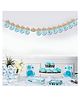 Funcart Glitter gold crown printed Happy Birthday letter banner - Blue