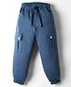 Olio Kids Cotton Knit Full Length Lounge Pant With Text Print - Navy Blue