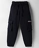 Olio Kids Cotton Knit Full Length Lounge Pant With Text Patch - Navy Blue