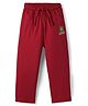 Olio Kids Cotton Knit Lounge Pants With Text Print - Maroon