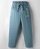 Olio Kids Cotton Knit Lounge Pants With Text Print - Teal Blue
