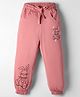 Olio Kids Cotton Knit Full Length Lounge Pant With Bunny Text Print - Pink
