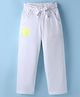 Olio Kids Cotton Knit Full Length Lounge Pant With Text Patch - White