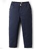 Olio Kids Cotton Woven Full Length Solid Coloured Trouser - Navy Blue