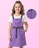 Hola Bonita Knit Half Sleeves Knee Length Dress With Inner Tee & Belt - Lavender