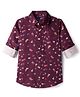 Pine Kids Cotton Woven Full Sleeves Shirt With Floral Print - Wine